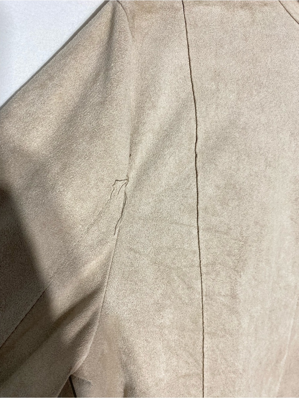 Bagatelle Tan Taupe Faux Suede Drape Front Open Jacket M Boho Y2K - Picture 7 of 15